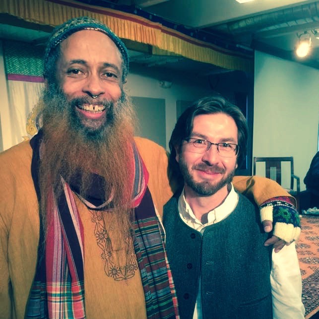 Pir Ibrahim Farajajé and Netanel Miles-Yépez at the memorial event celebrating Rabbi Zalman Schachter-Shalomi's life and legacy at Naropa University, March 1, 2015. Photo by Issa Farajajé.
