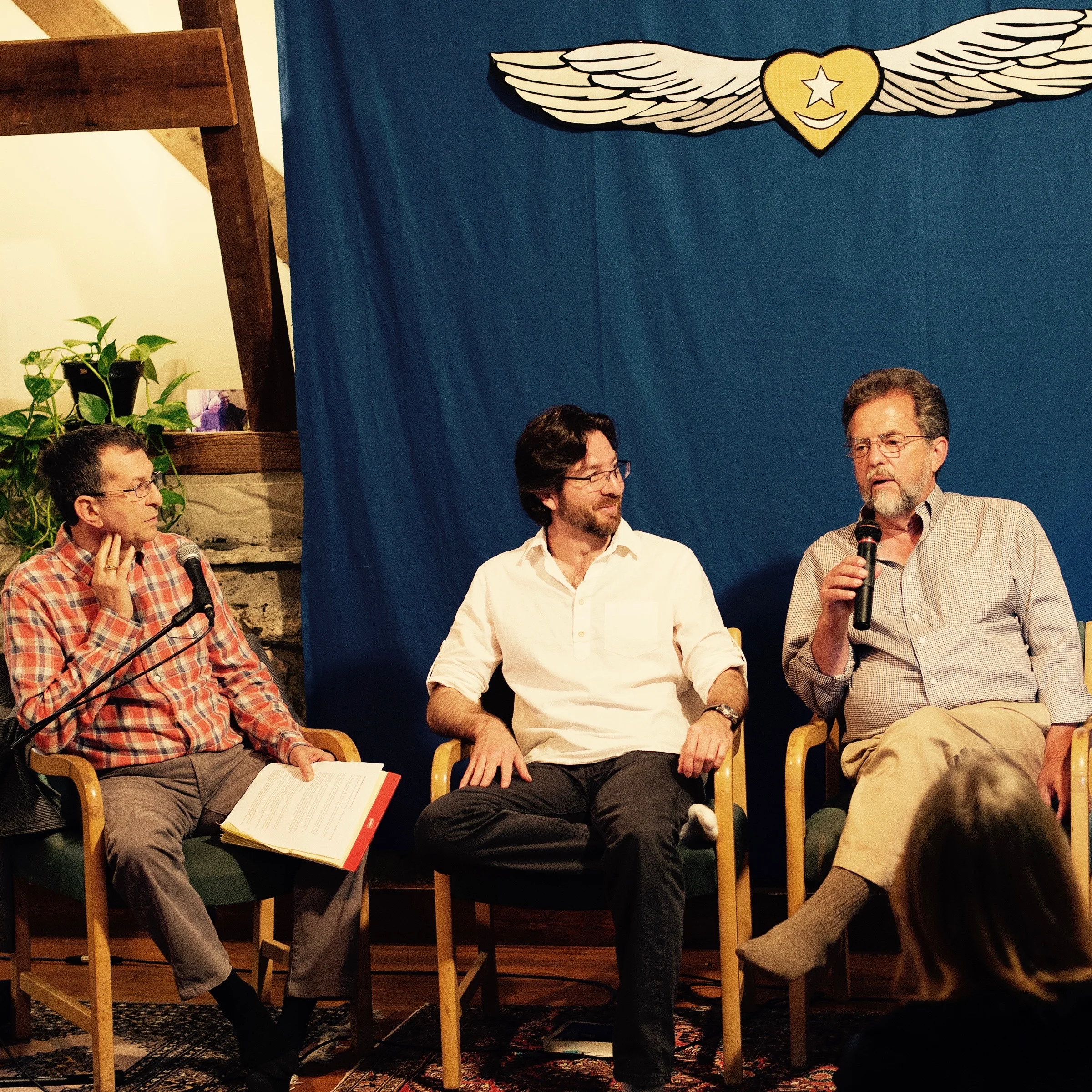 Gayan Macher, Netanel Miles-Yépez, and Himayat Inayati at the 2015 Season of the Rose Summer School at the Abode of the Message. Photo by Hilary Benas, 2015.