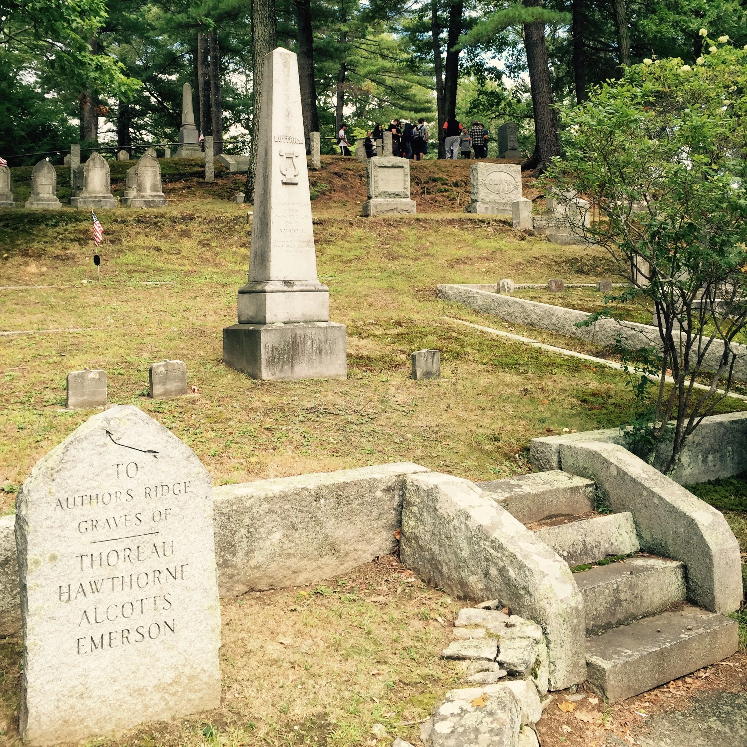 A group of school kids at Thoreau's grave on Author's Ridge. — N.M-Y.
