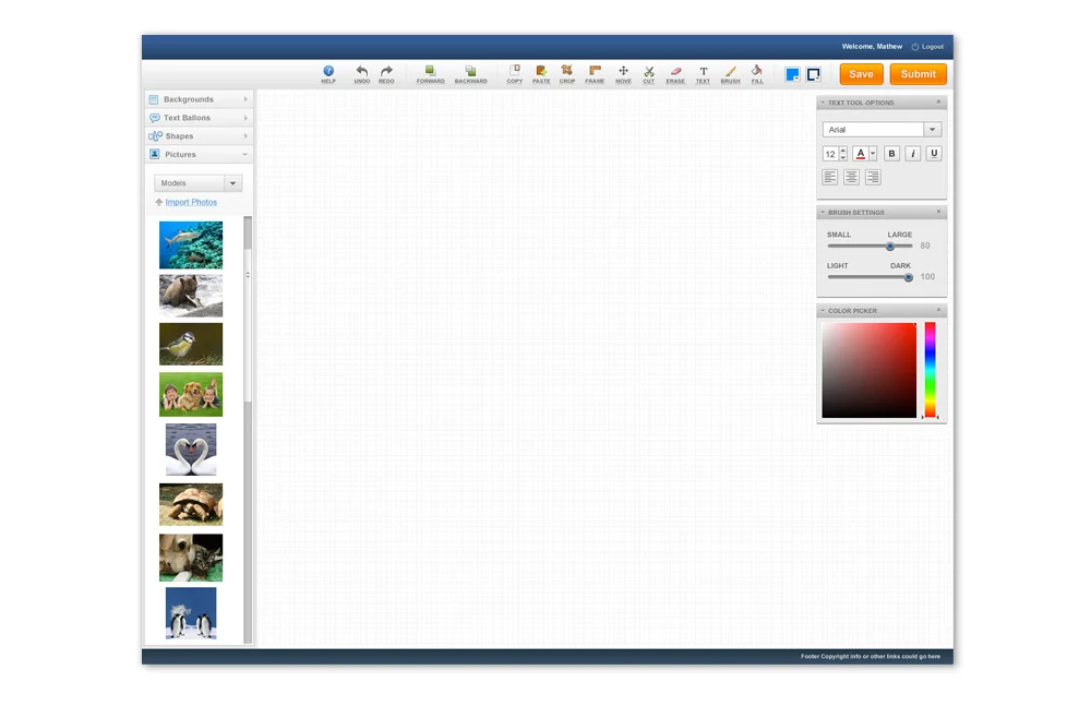 ezPalette Application Screen + Tools