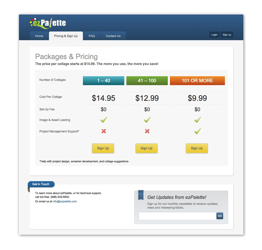 ezPalette Website Pricing Page