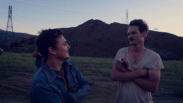 Chasing the sunset, waiting for the crane. #bandofrobbers #bts #sunset @kylegface @adamnee