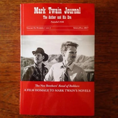 Nee bros be Mark Twainin' like crazy. Check out the cover story to this bi-yearly Mark Twain Journal, featuring #bandofrobbers !!! #marktwain #neebrothers