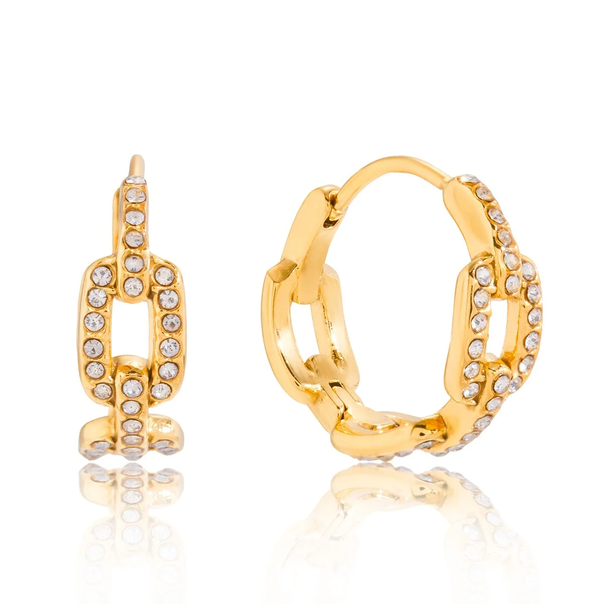 Regal gold diamond hoop earrings for everyday wear.