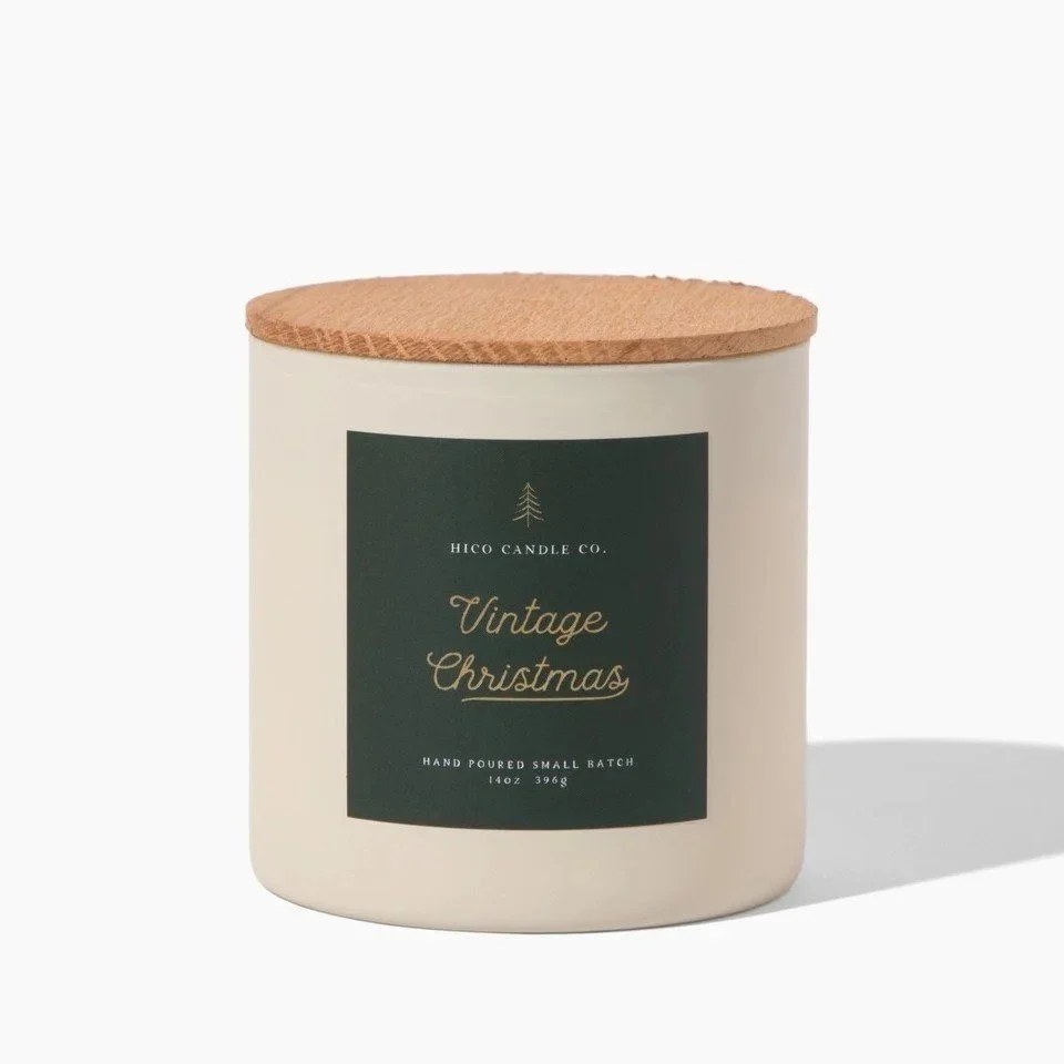 Large Christmas scented soy candle for Christmas and holiday gifts.