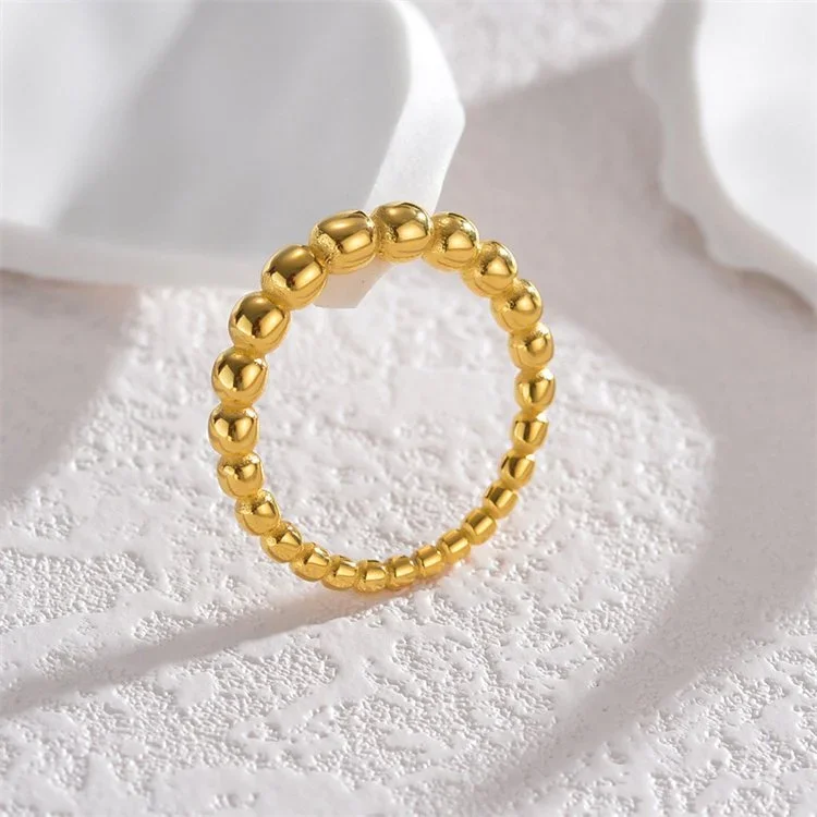 Blakes Beaded Gold Ring showcasing a delicate and timeless gold jewelry style perfect for everyday wear.