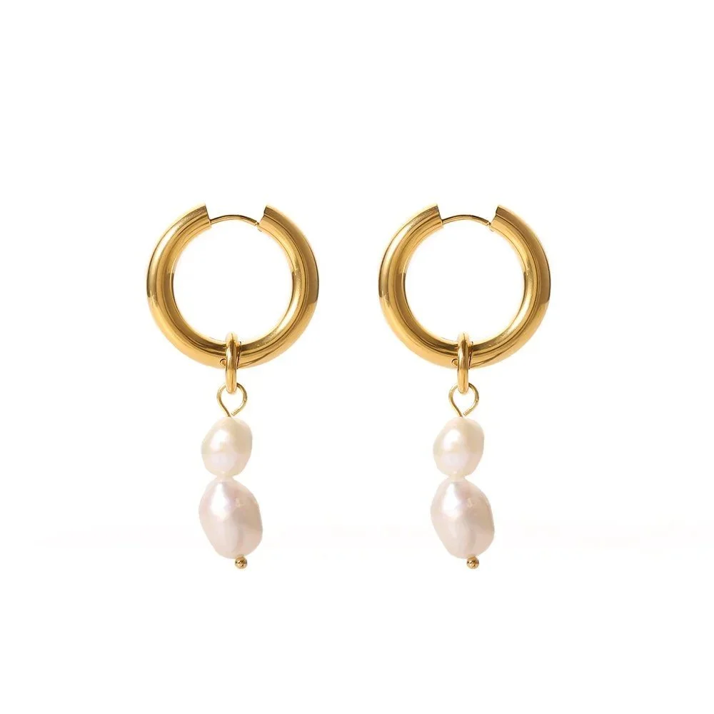 Alexandra Pearl Hoop Earrings