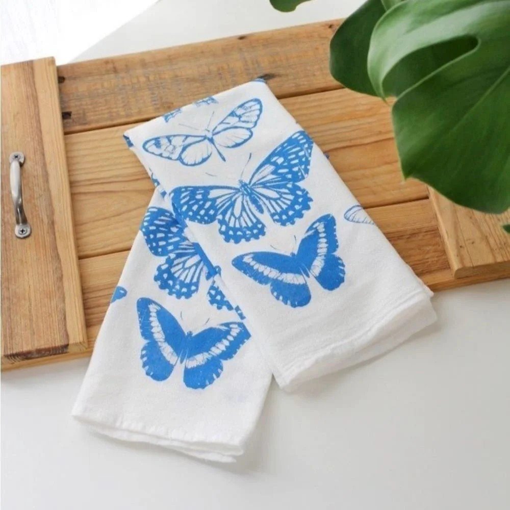 Blue Butterfly Tea Towel