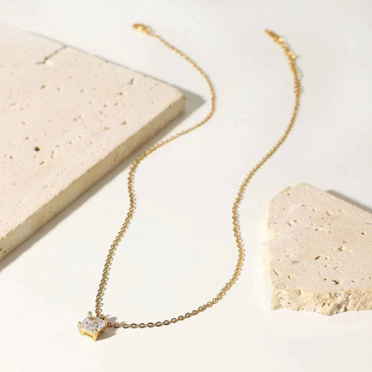 CZ Gold Pendant Necklace showcasing a timeless and feminine gold jewelry style perfect for everyday wear or special occasions.