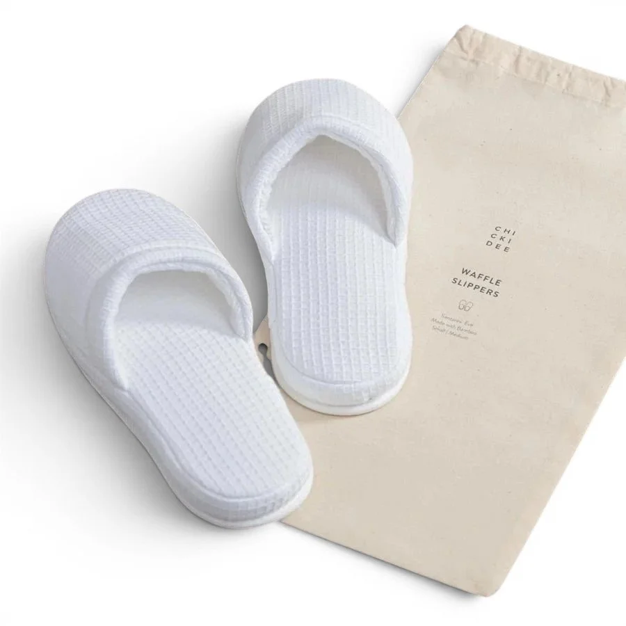 White waffle spa slippers for women.