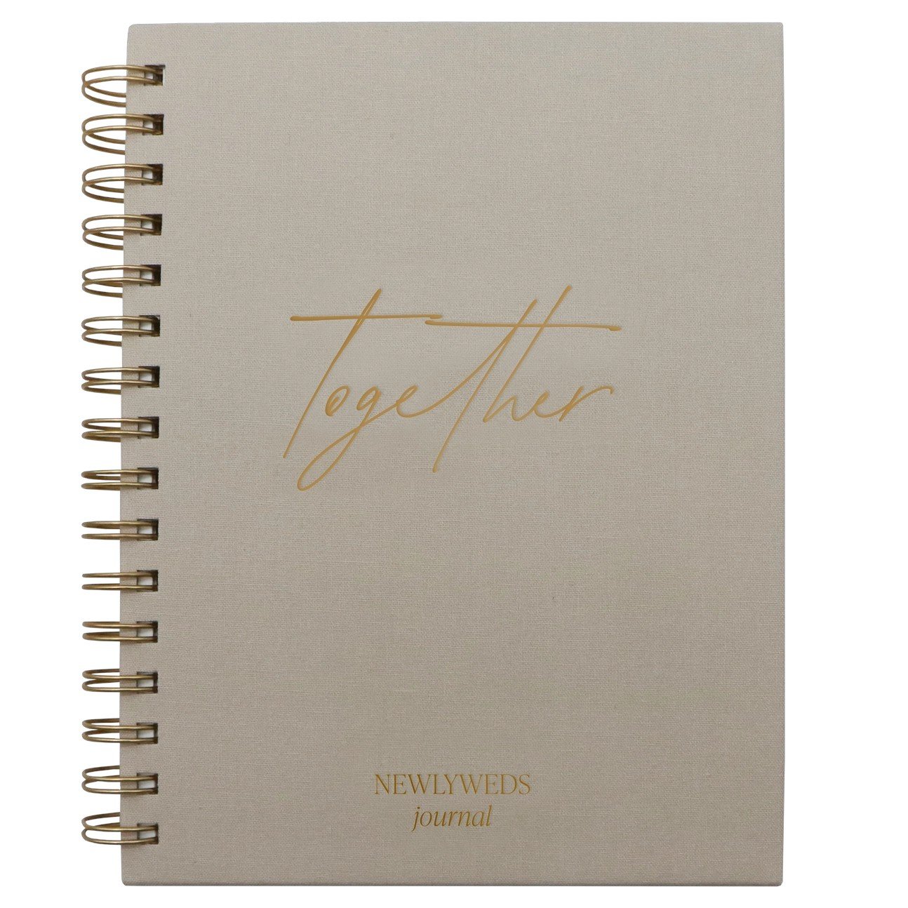 Elegant newlywed marriage journal with linen cover for recording wedding memories and relationship milestones.