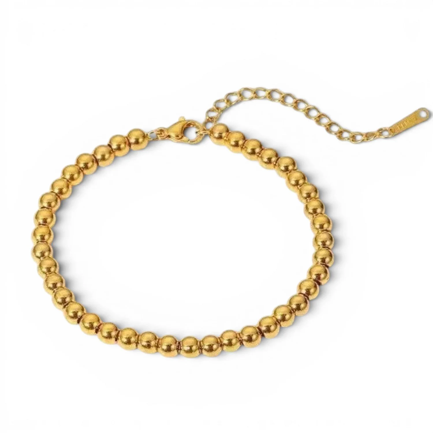 Gold beaded stacking bracelet for women.