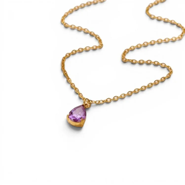 Provence Gold Amethyst Pendant Necklace showcasing a feminine purple gemstone jewelry style perfect for everyday wear or special occasions.