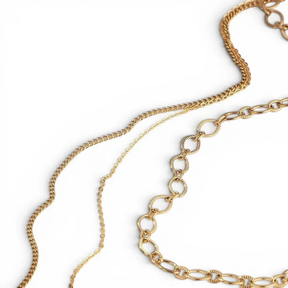 Layered Gold Charm Necklace for women, a stylish statement jewelry gift perfect for birthdays, vacations, anniversaries, and special moments.