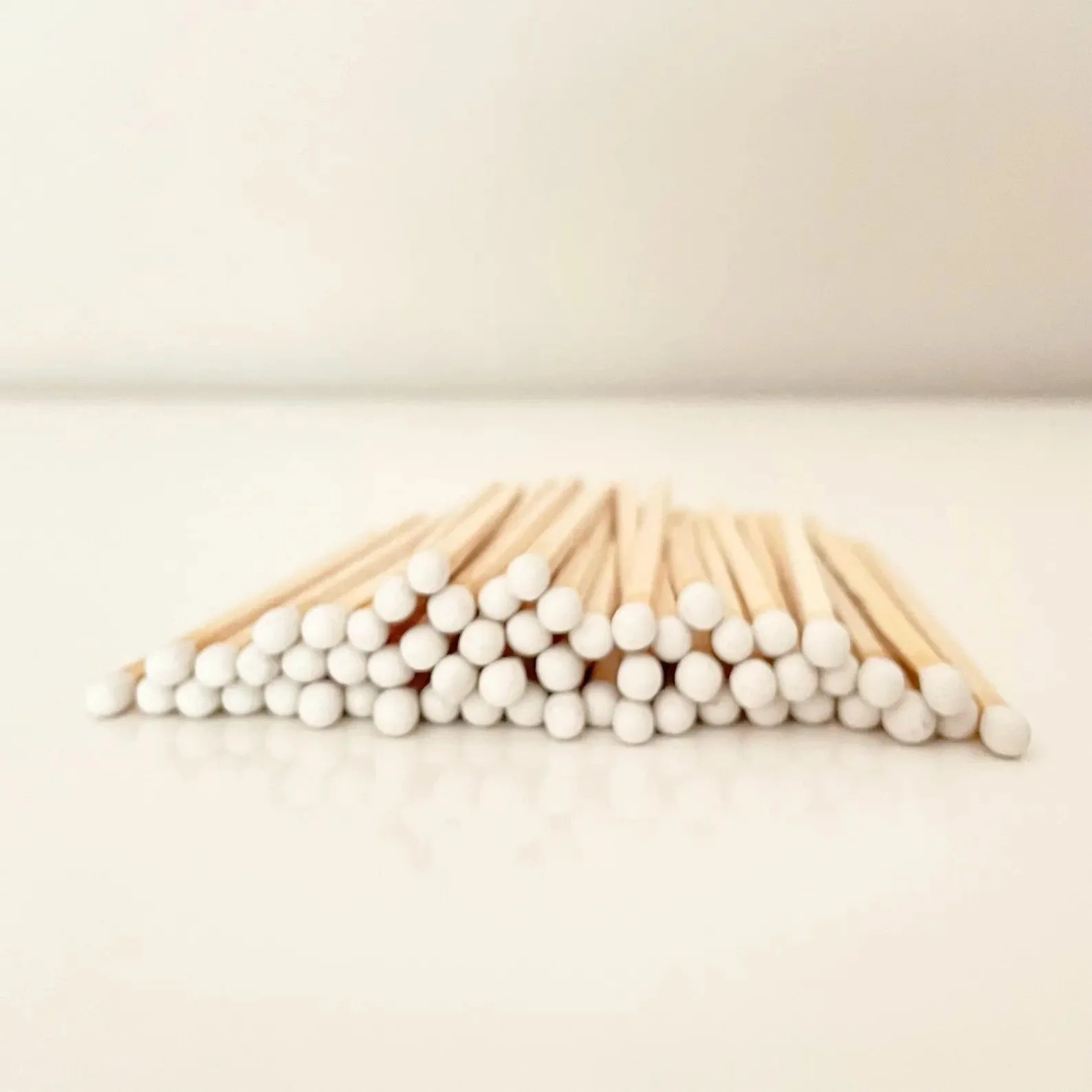 White apothecary matches in a stylish glass jar for candles, home décor, and gifting.