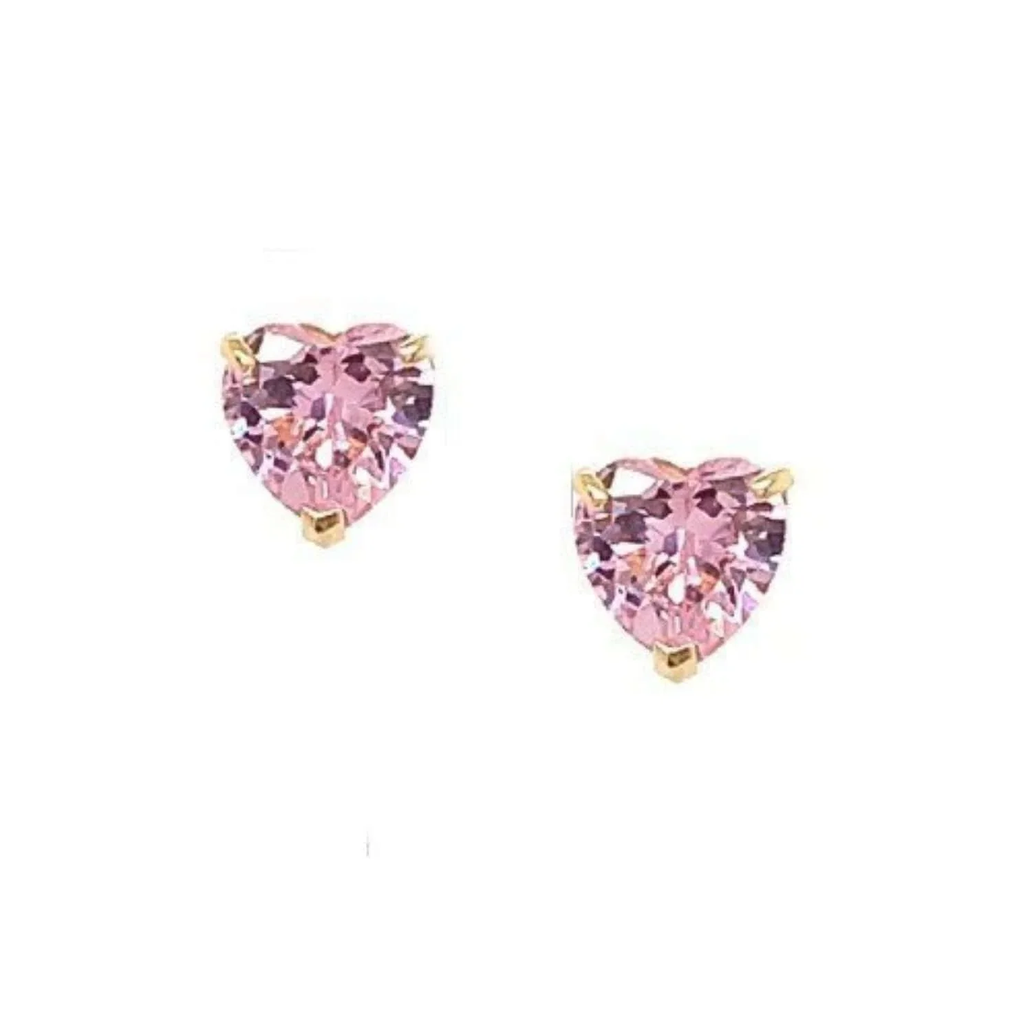 Passion Pink Heart Gold Stud Earrings featuring vibrant pink heart accents with a polished gold setting and romantic feminine design.