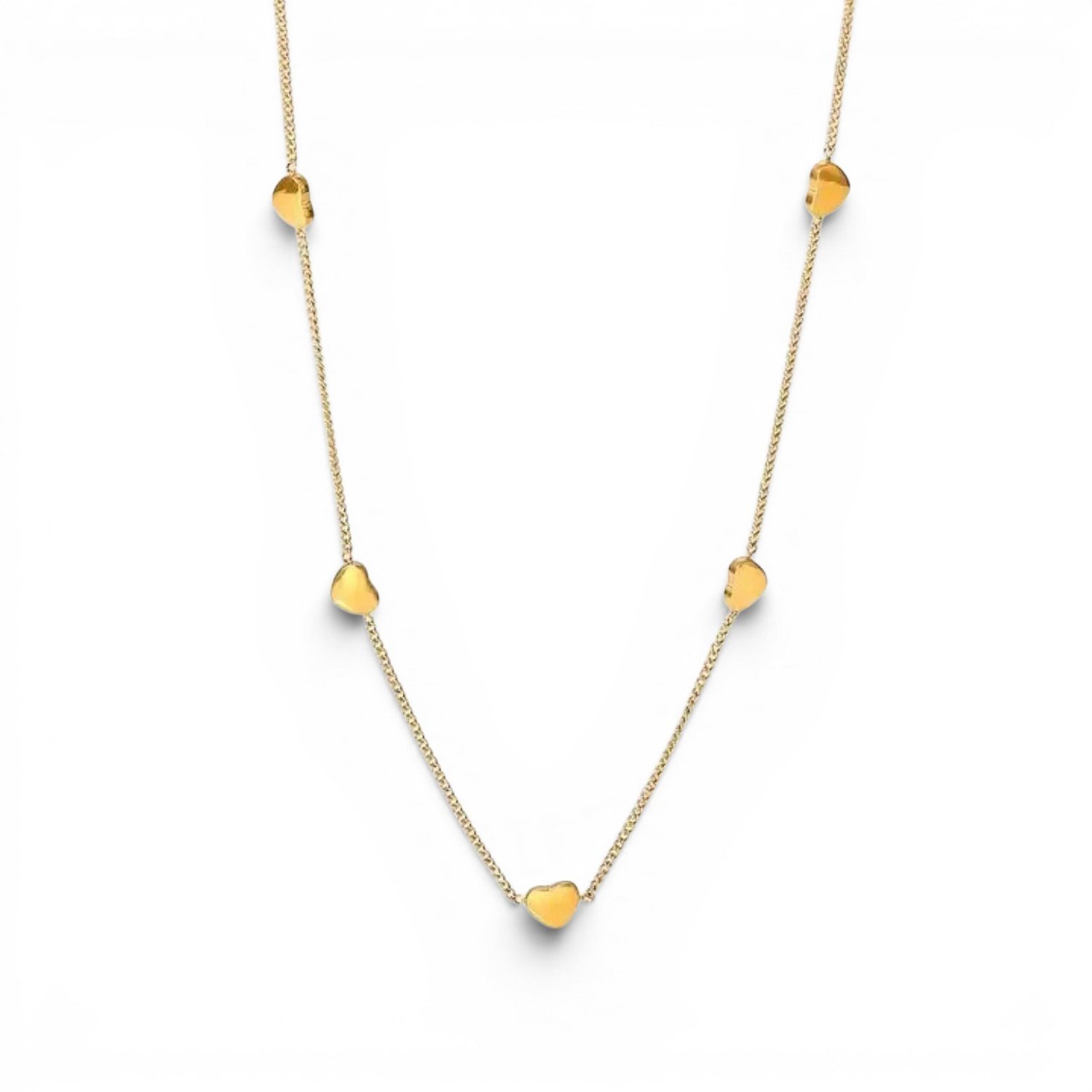 Gold heart charm necklace for women.
