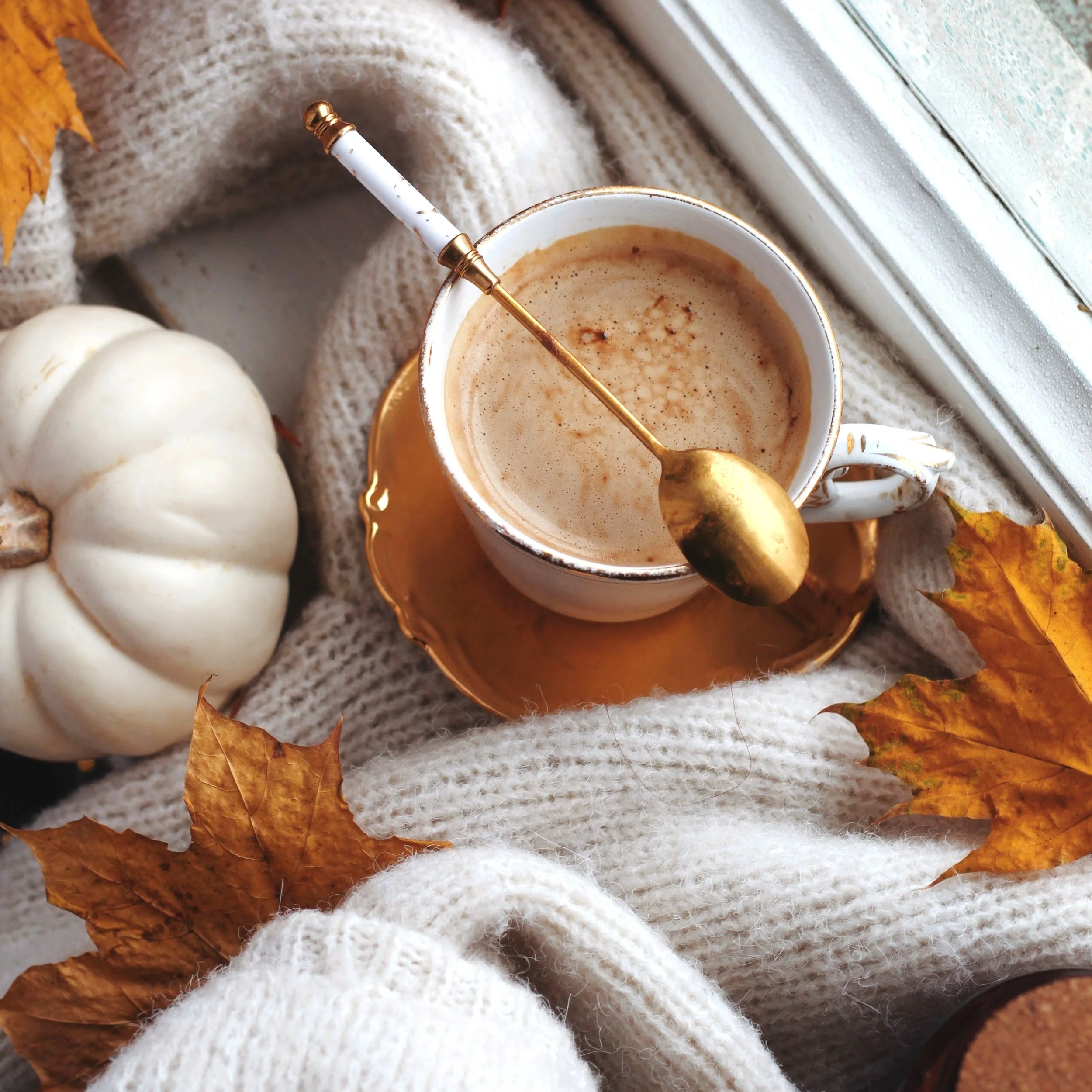 Pumpkin chai tea served in a cup for cozy fall mornings.