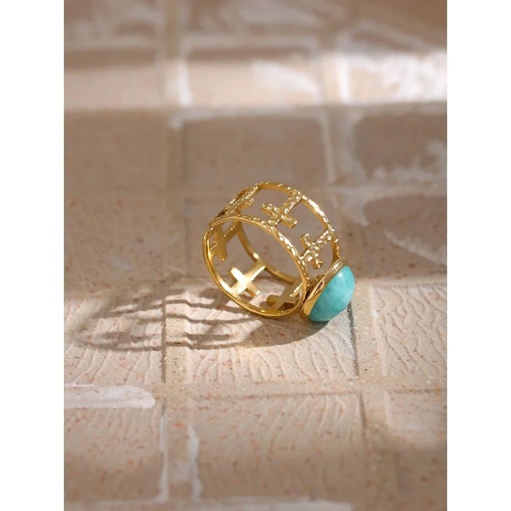 Aqua blue gemstone gold ring for women, a timeless adjustable jewelry piece and thoughtful gift for birthdays, vacations, and special occasions.