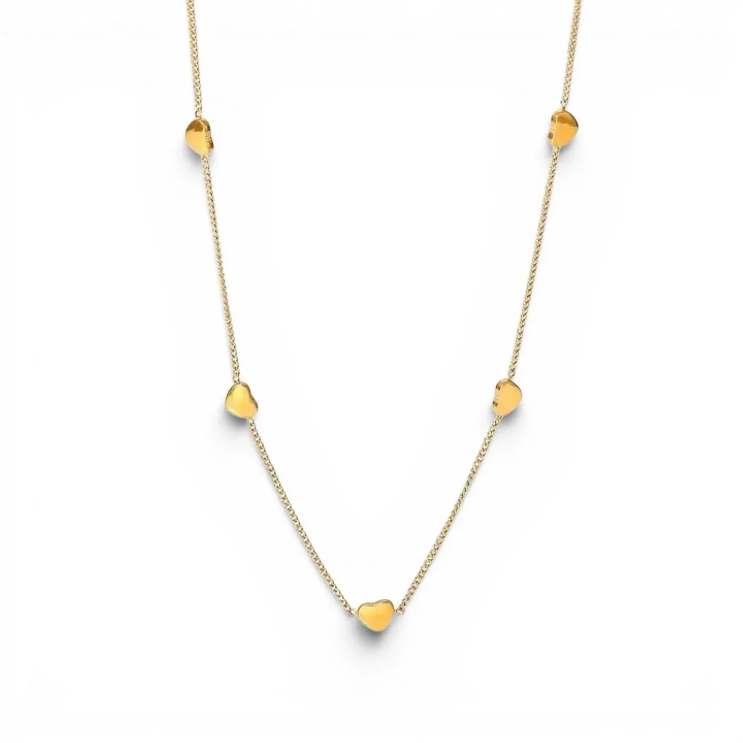 Hartley Gold Floating Heart Necklace featuring a delicate floating heart pendant with a polished gold finish and elegant minimalist design.