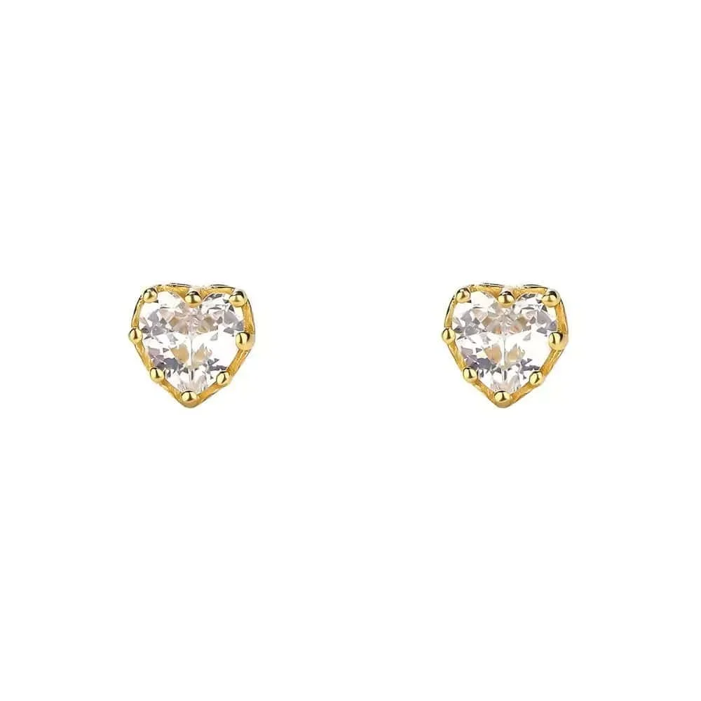 True Love CZ Stud Earrings featuring a romantic design with sparkling cubic zirconia stones and a polished gold finish.