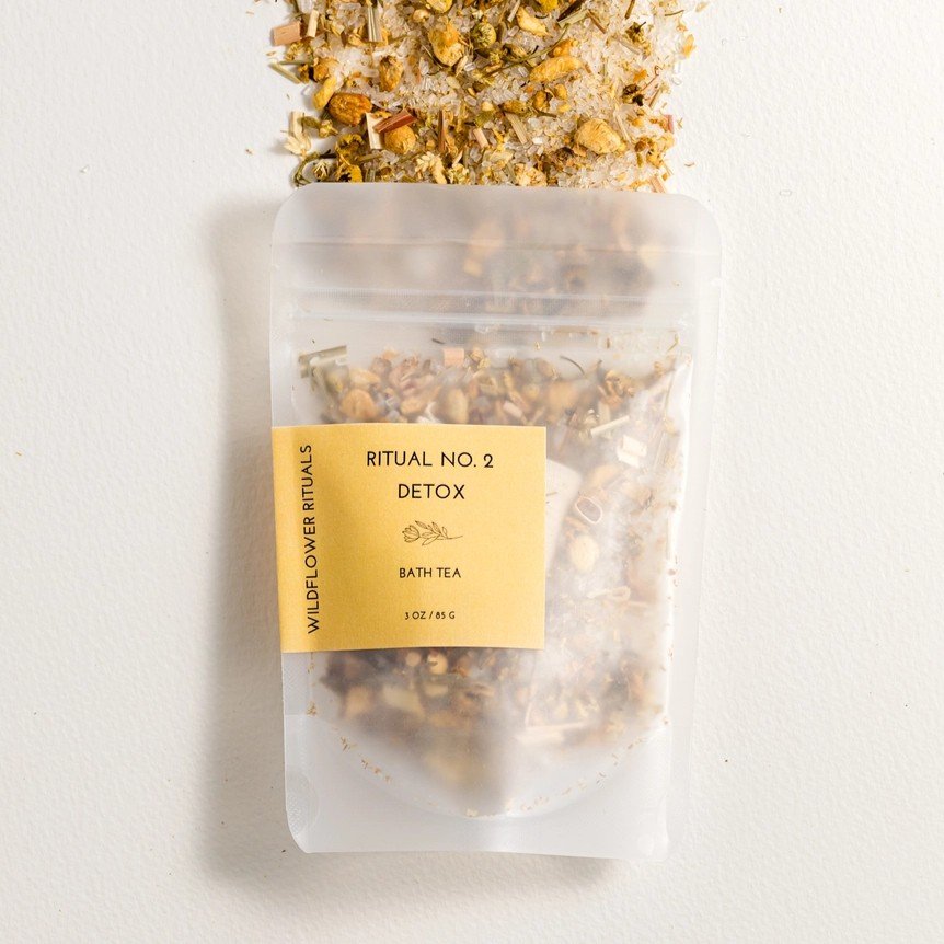 Lemongrass ginger scented bath salts to relax muscles and soothe skin.