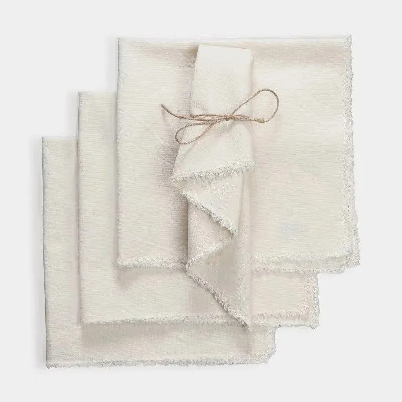 Flax colored cotton linen napkins for entertaining and gifting.