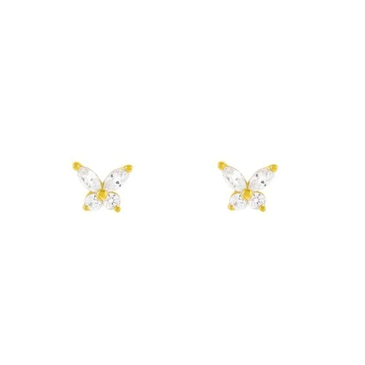 Gold Butterfly CZ Stud Earrings for women, a charming jewelry gift perfect for birthdays, anniversaries, and special occasions.