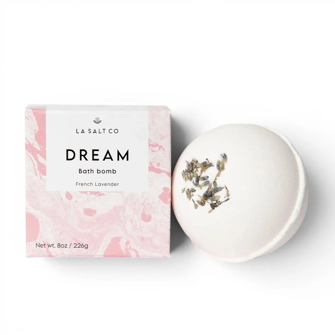 An all natural 8 oz handmade French Lavender scented bath bomb to help induce relaxation and promote sleep.