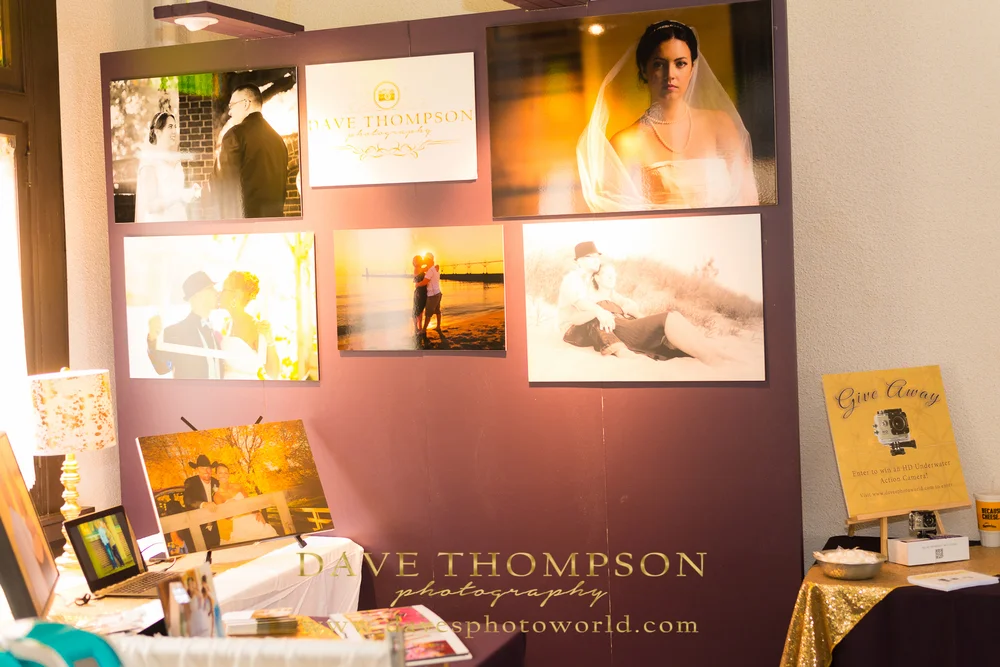 My photography booth displaying images and products for sale by Dave Thompson Photography