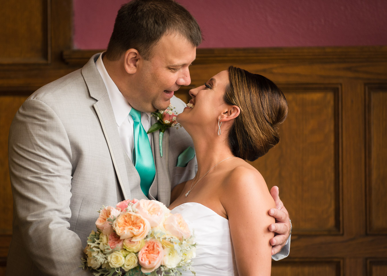 Bride First Look with Bouquet