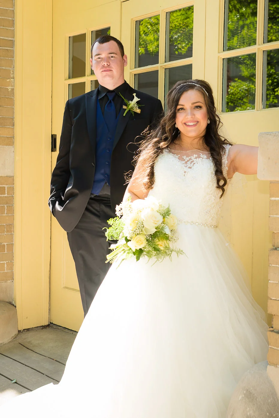 Bride and Groom Picture with Bouquet