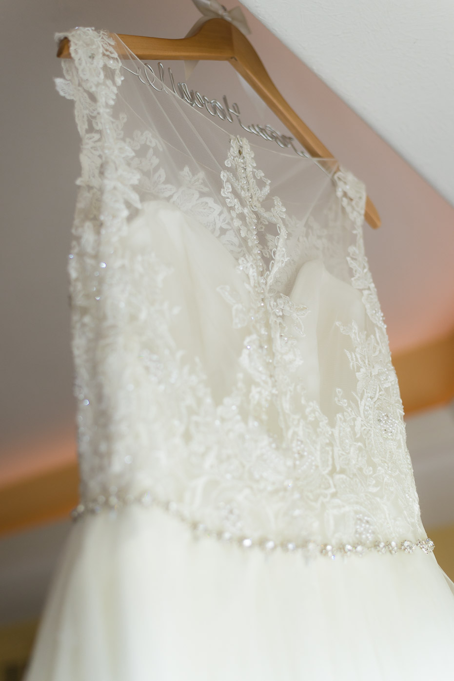 Wedding Dress Back with Lace and Diamonds