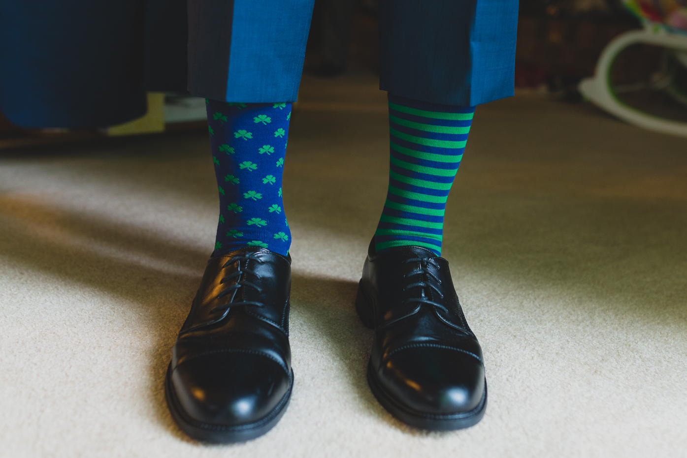 Notre Dame socks on Groom