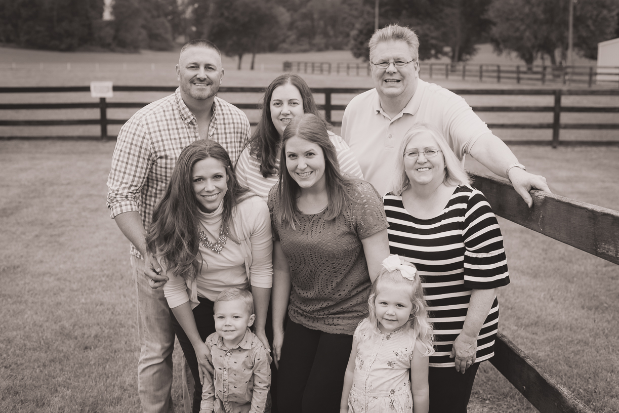 Group family photo on farm