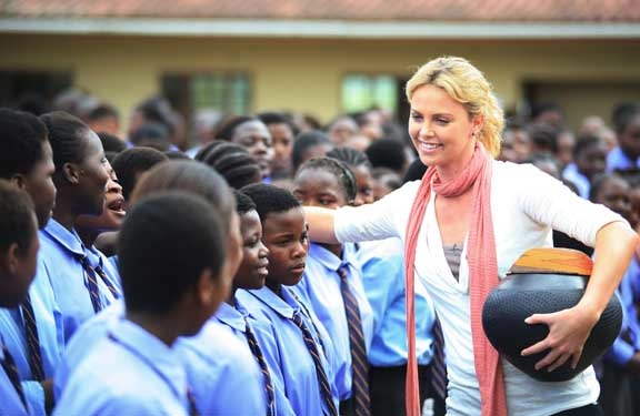 Charlize and the kids. 