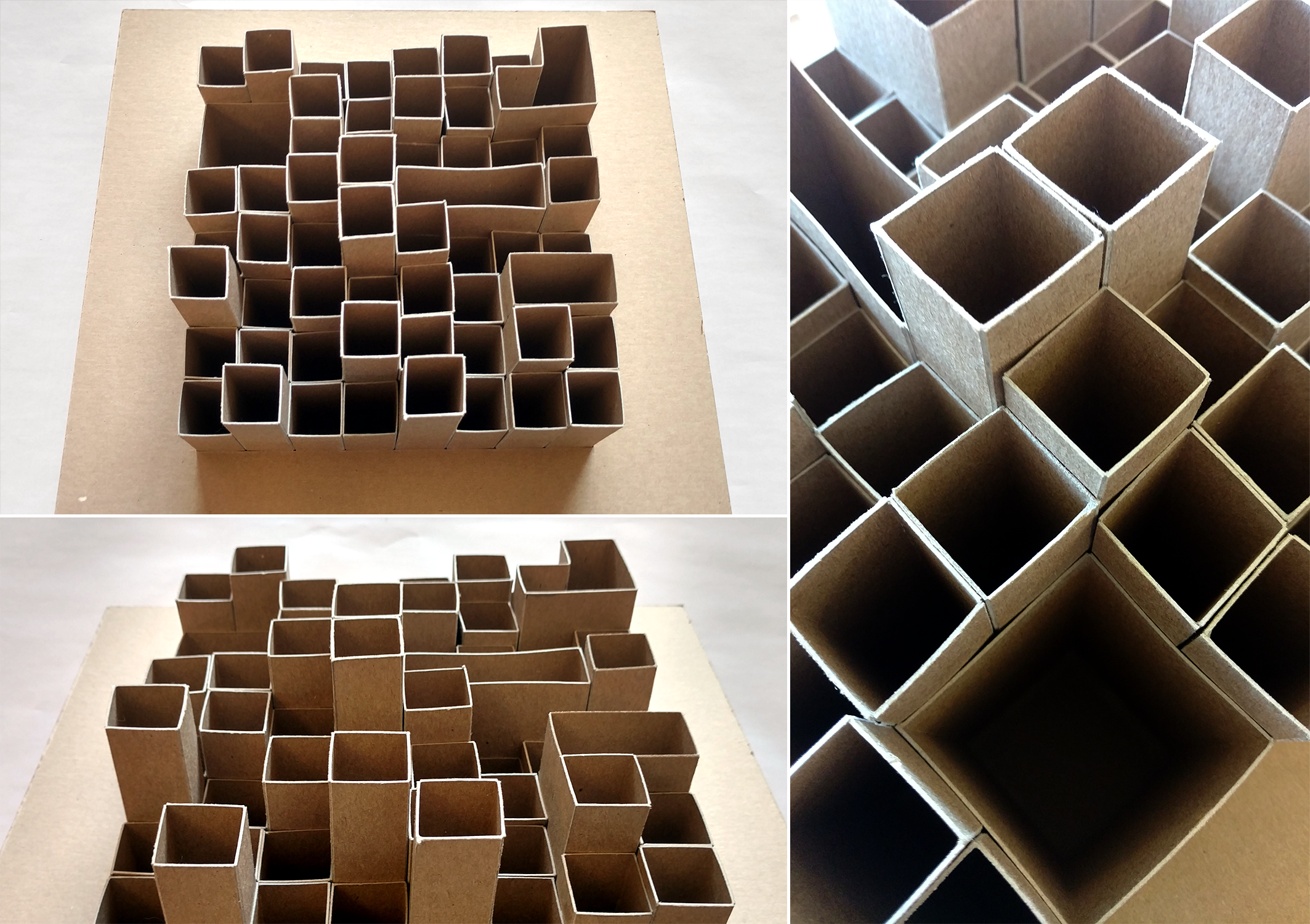 Model exploring how differentiation can be made between objects using the same material and design language | chipboard