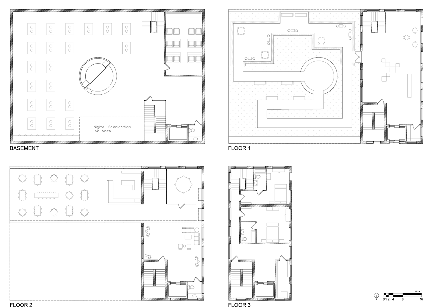 Floor plans for The Engineers Club | AutoCAD, Illustrator (Spring 2017)