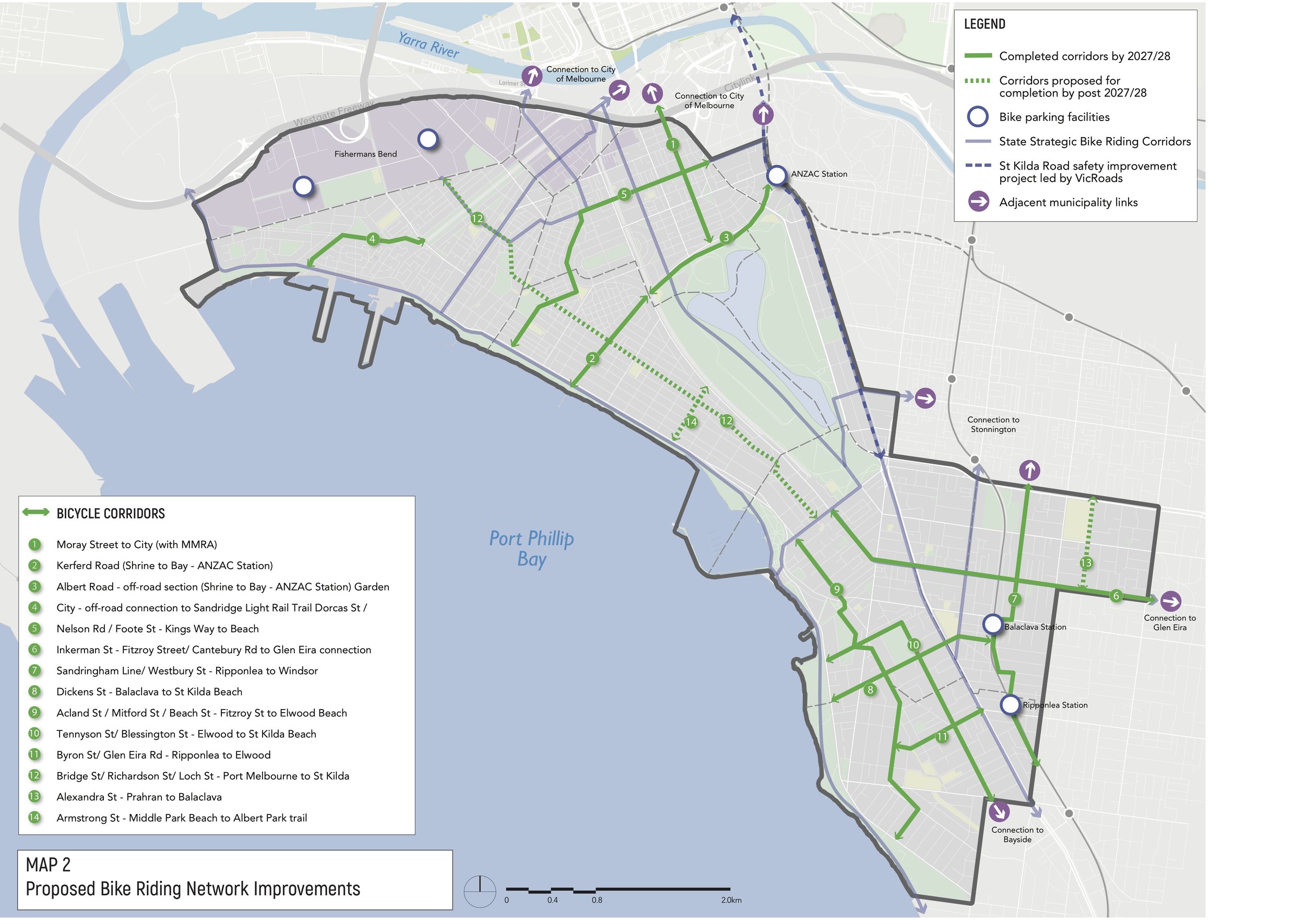 Proposed cycling corridors. Original map here.
