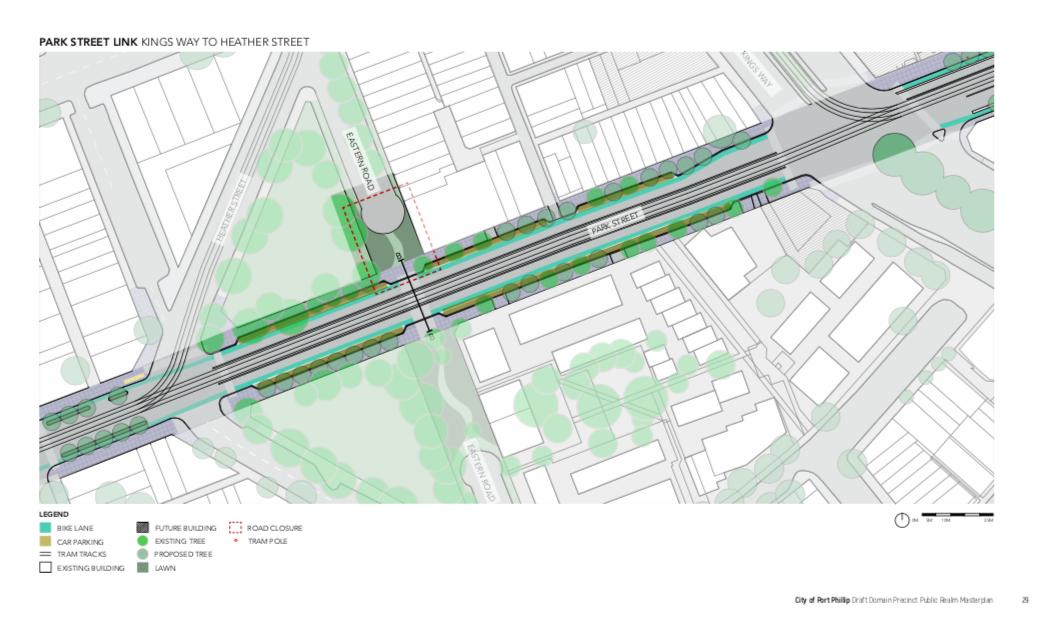King’s Way to Moray Street— a non-separated lane.
