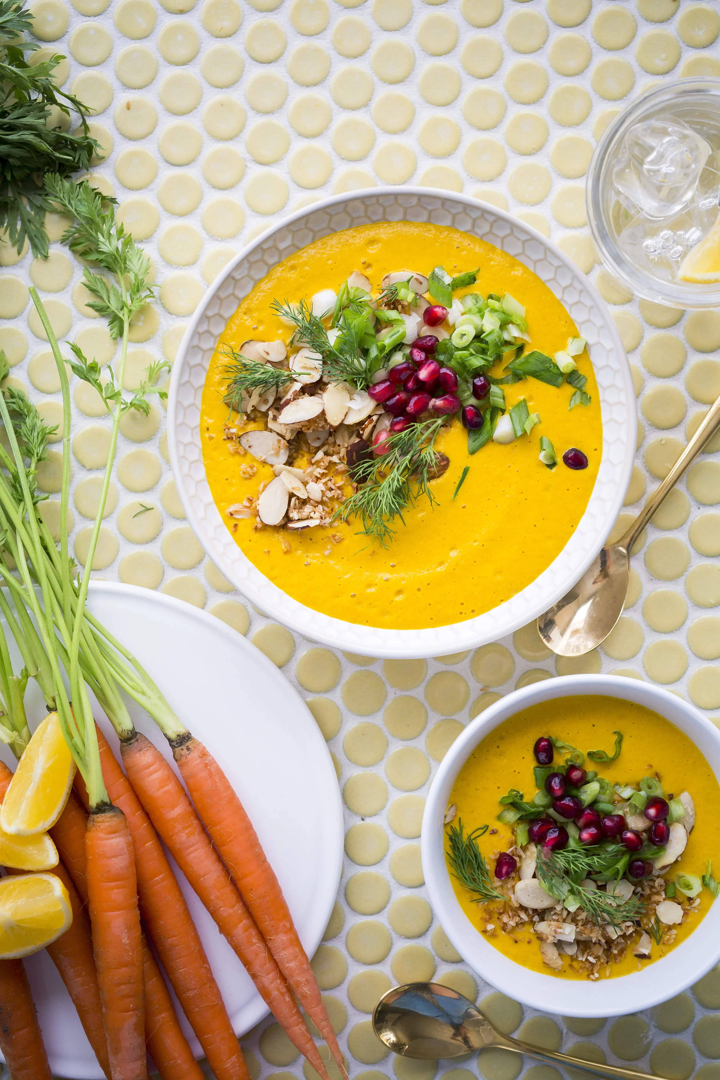 LemongrassGinger & Turmeric Carrot Blender Soup with Coconut Almond