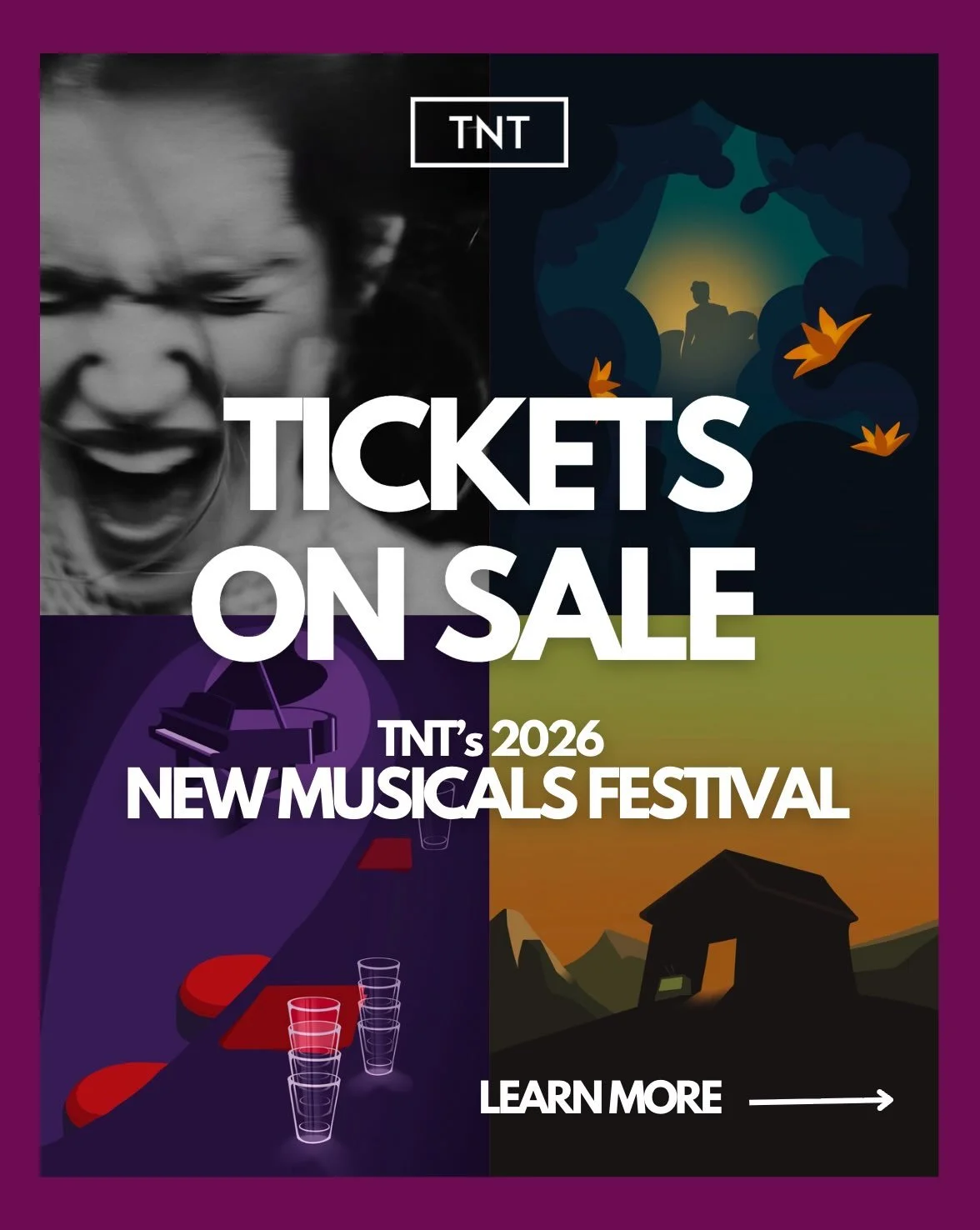 Tickets are on sale for TNT&rsquo;s New Musicals Festival! Take a sneak peek into the development of four new shows this November 7th &amp; 8th🎉🎶

Visit the link in our bio for ticket info.

Graphic design for Daughter of the Sun, Eddie&rsquo;s Pla