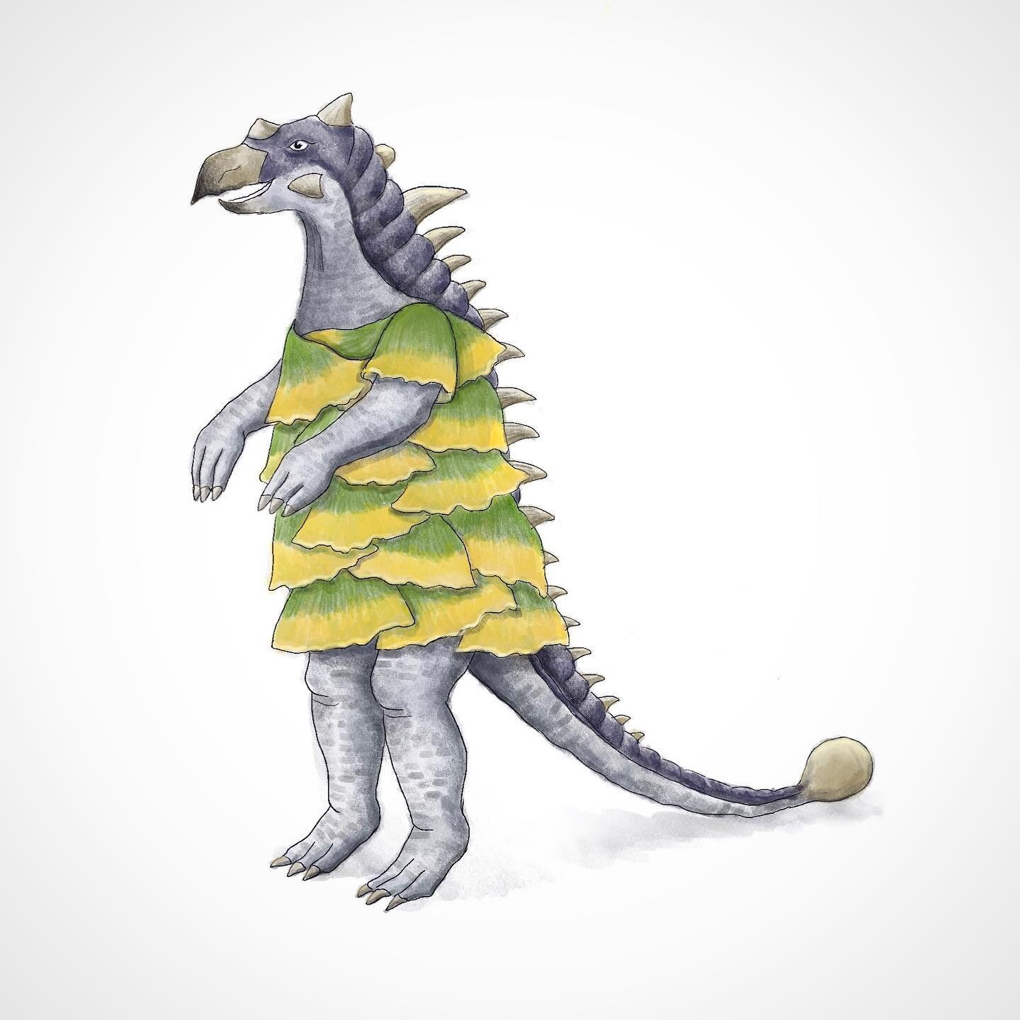 Discovered a half-finished drawing for @carsonellis&rsquo;s #transmundanetuesdays prompt from August 11, and finally completed it... so here&rsquo;s a #spikeysmilerinleaves!
&bull;
#ankylosaurus #gingkoleaves #illustration #procreate #patience