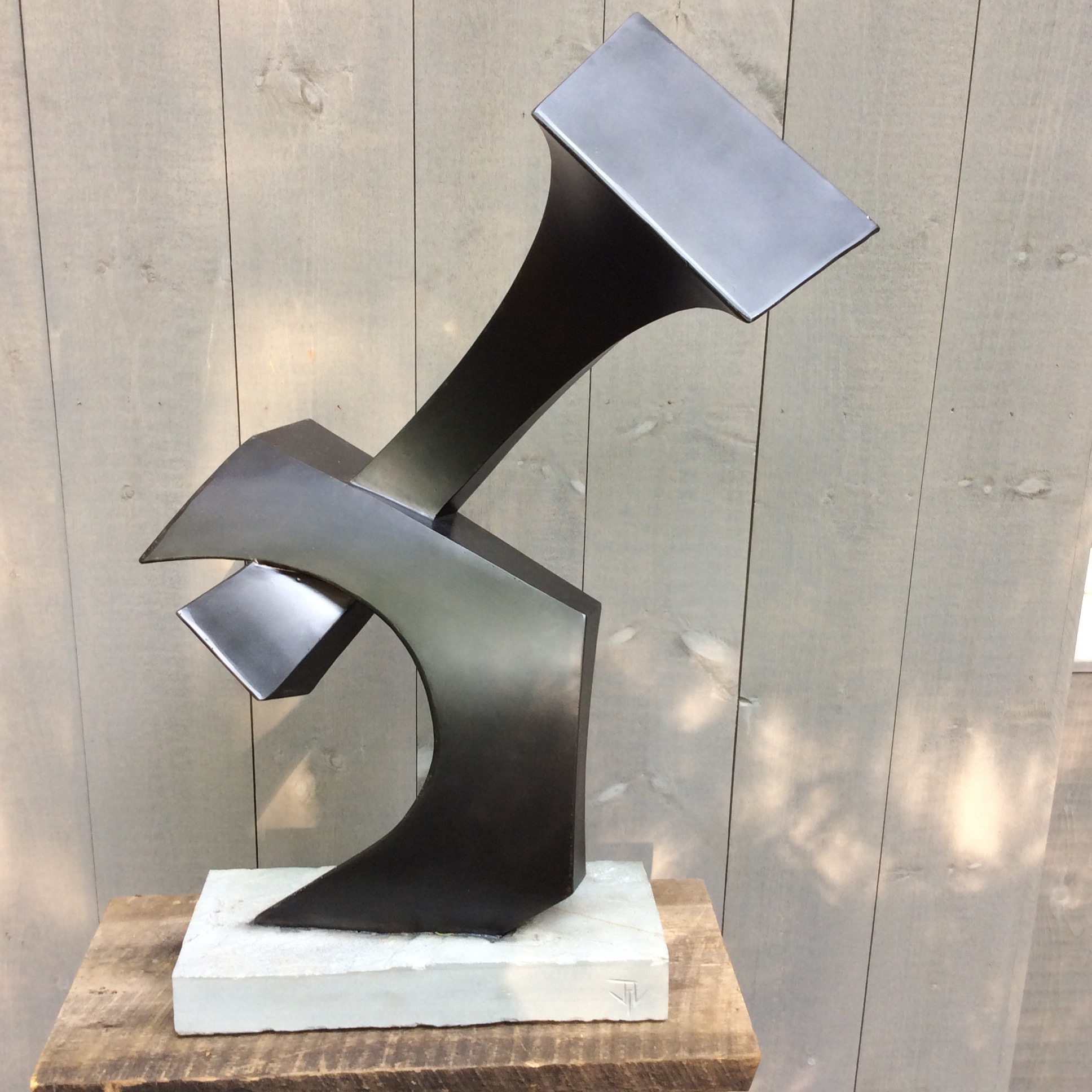  "Boxer"&nbsp; Blackened steel with stone base, $3200   