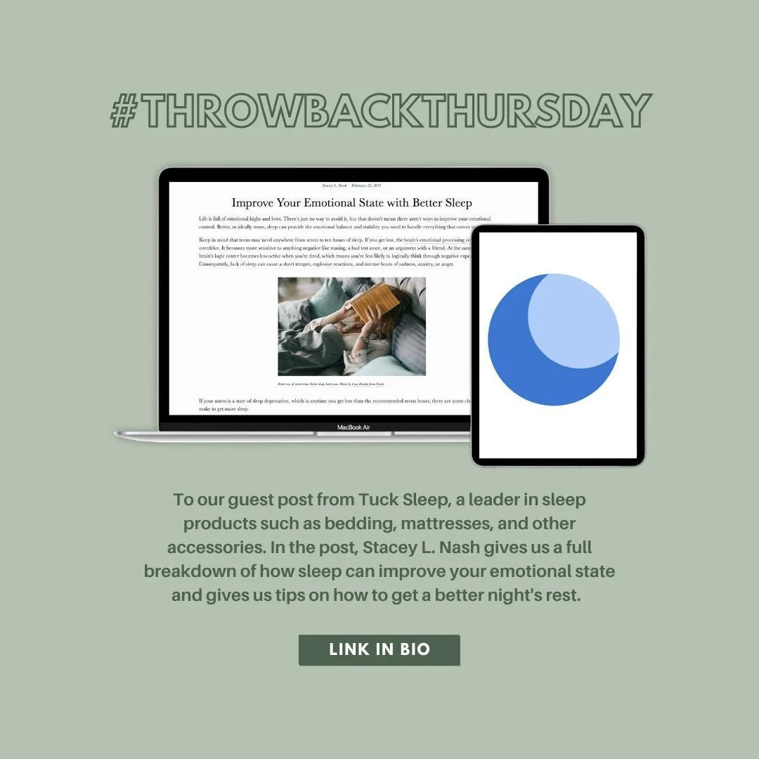 This #ThrowbackThursday is dedicated to @tucksleep.⁠
⁠
Back in 2019, Stacey L. Nash reached out to us about a potential post on how sleep could improve the emotional health of our team and our readers. Needless to say, we jumped at the opportunity! ⁠