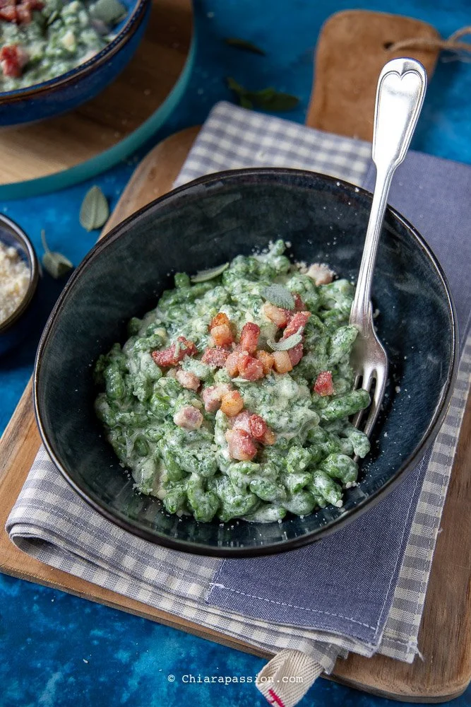 Spatzle d'épinard et speck