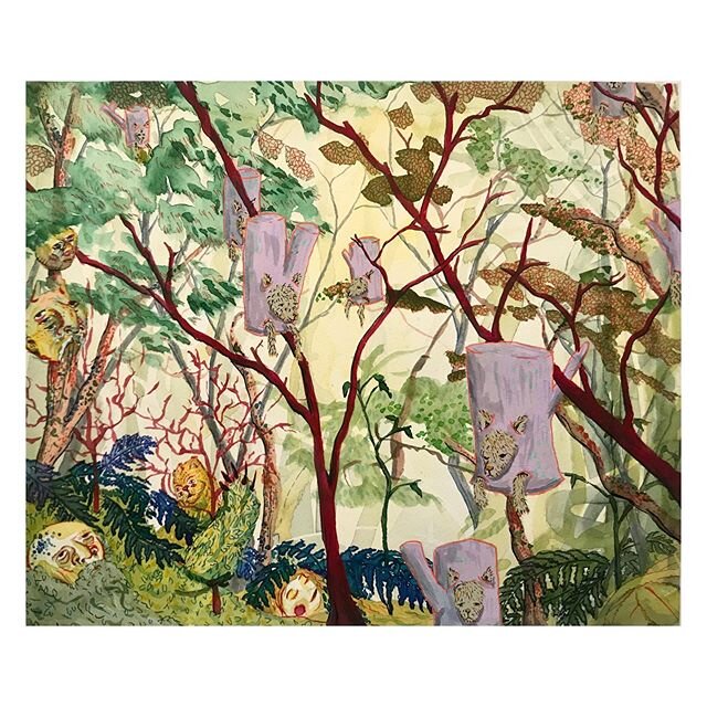 Stump Dog guardians -
-
-
#watercolor #contemporaryart #illustration #painting #gouache #forrest #dreamspace #ferns #lichen #queerecology #stumpdog #contemporarypainting #woods #acrylagouache #schminckewatercolor #strange