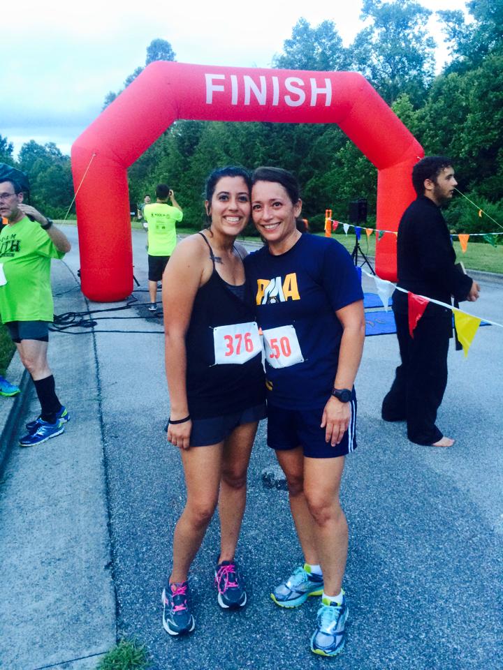 Linda and her sister, Tanairi, after running in the Ninja 5K.