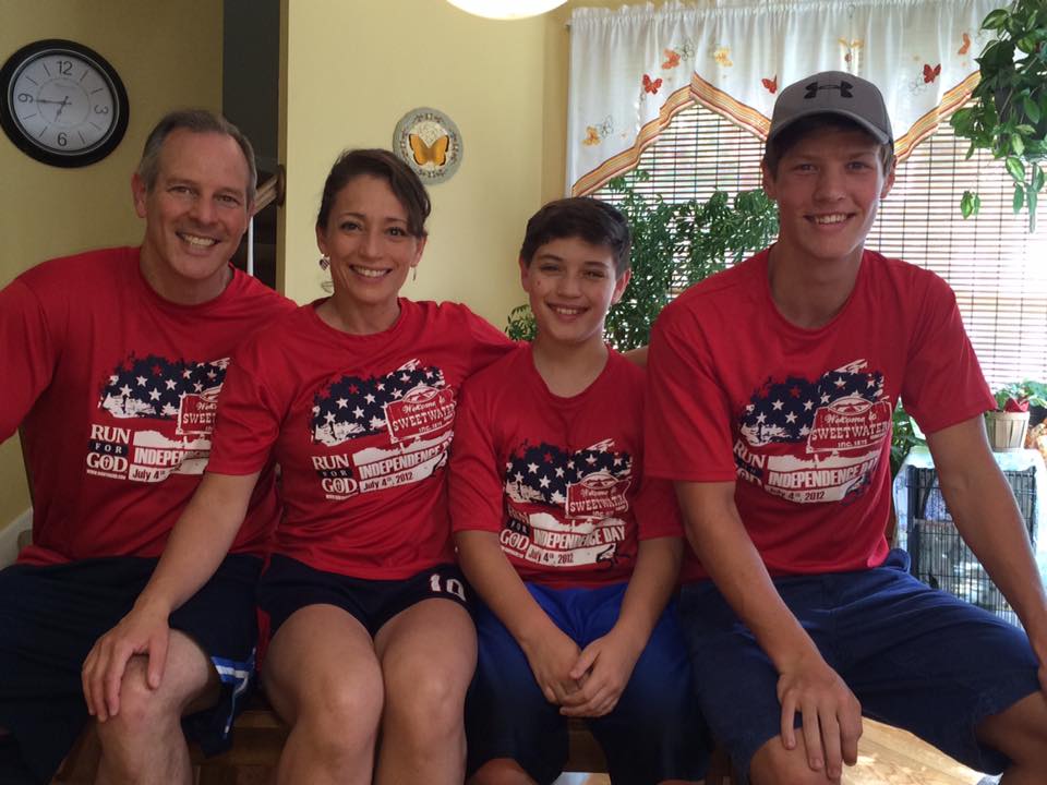 Linda with her husband, John, and two sons.