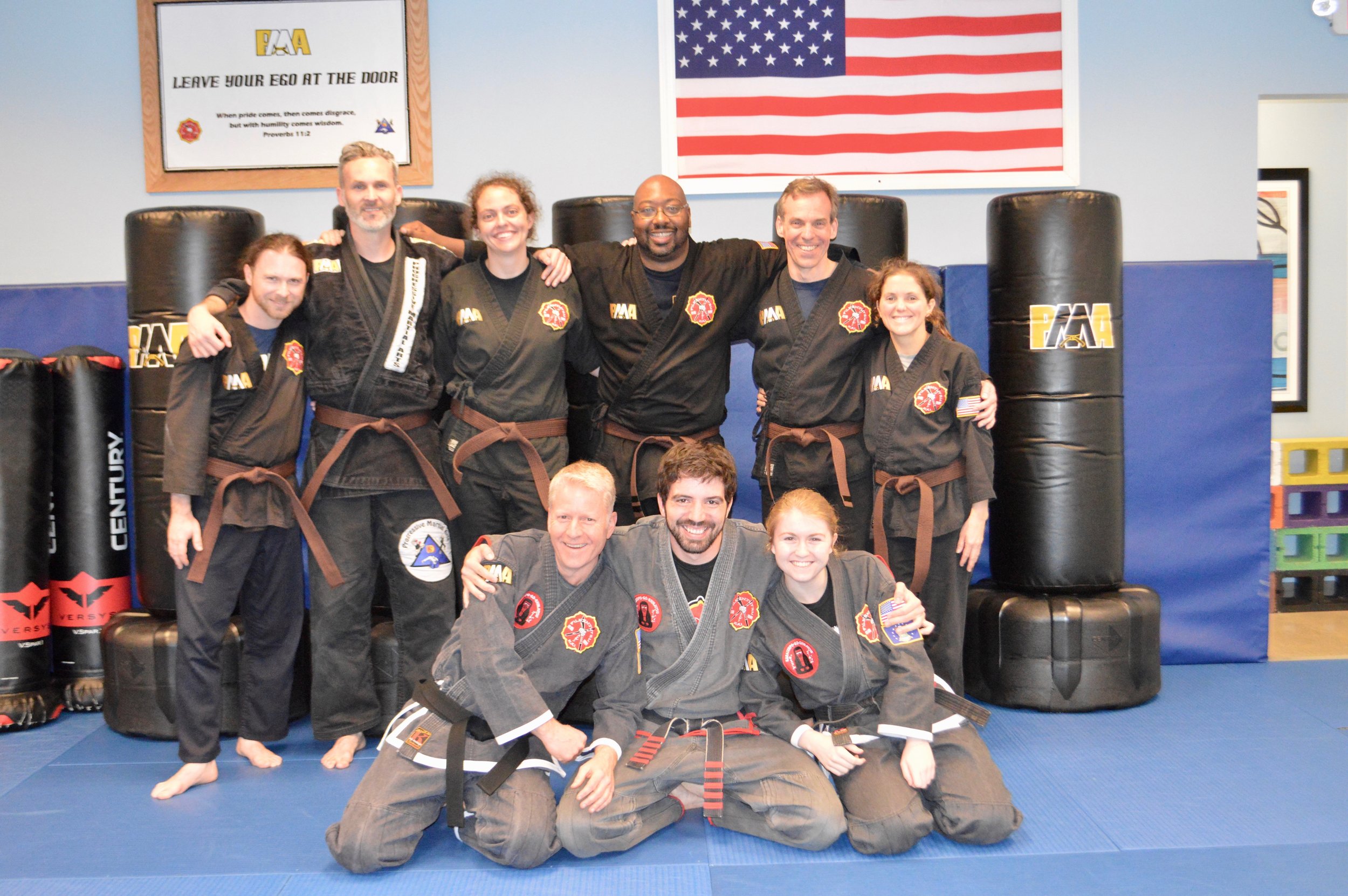 Isaac at the end of his brown belt test in FILKENJUTSU Kenpo!